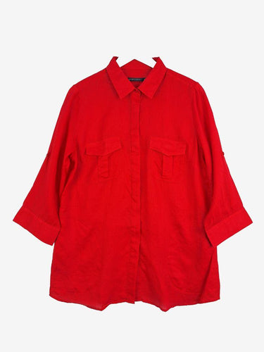 Sportscraft Crimson Boxy Utility Semi Sheer Shirt Size 14 by SwapUp-Online Second Hand Store-Online Thrift Store
