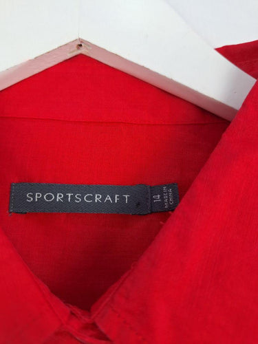 Sportscraft Crimson Boxy Utility Semi Sheer Shirt Size 14 by SwapUp-Online Second Hand Store-Online Thrift Store