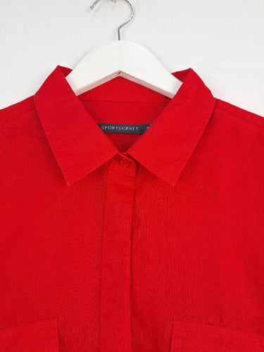 Sportscraft Crimson Boxy Utility Semi Sheer Shirt Size 14 by SwapUp-Online Second Hand Store-Online Thrift Store