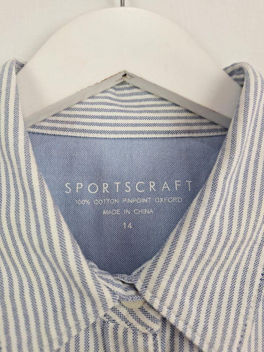 Sportscraft Striped Pinpoint Oxford Office Shirt Size 14 by SwapUp-Online Second Hand Store-Online Thrift Store