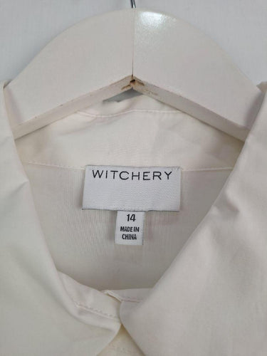 Witchery Elegant Vanilla Scooped Broderie Shirt Size 14 by SwapUp-Online Second Hand Store-Online Thrift Store