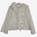 Carla Zampatti Double Frilled Tie Front Elegant Blouse Size 14 by SwapUp-Online Second Hand Store-Online Thrift Store