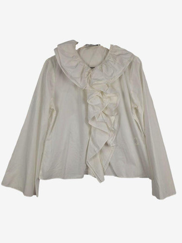Carla Zampatti Double Frilled Tie Front Elegant Blouse Size 14 by SwapUp-Online Second Hand Store-Online Thrift Store
