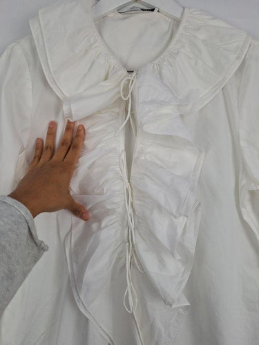 Carla Zampatti Double Frilled Tie Front Elegant Blouse Size 14 by SwapUp-Online Second Hand Store-Online Thrift Store