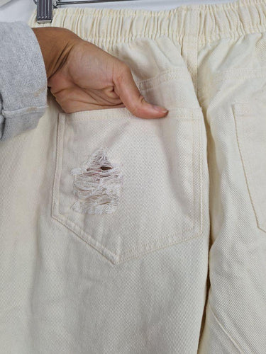Made for a Goddess Buttercream Distressed Slouchy Jeans Size 10 by SwapUp-Online Second Hand Store-Online Thrift Store