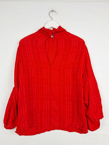 C/MEO Collective Sheer Check Rolled Sleeve Top Size L by SwapUp-Online Second Hand Store-Online Thrift Store