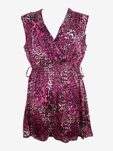 Wayne Cooper Pink Leopard Satin Mini Dress Size 12 by SwapUp-Online Second Hand Store-Online Thrift Store