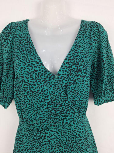 Kookai Forest Green Leopard Wrap Dress Size 8 by SwapUp-Online Second Hand Store-Online Thrift Store