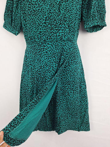 Kookai Forest Green Leopard Wrap Dress Size 8 by SwapUp-Online Second Hand Store-Online Thrift Store