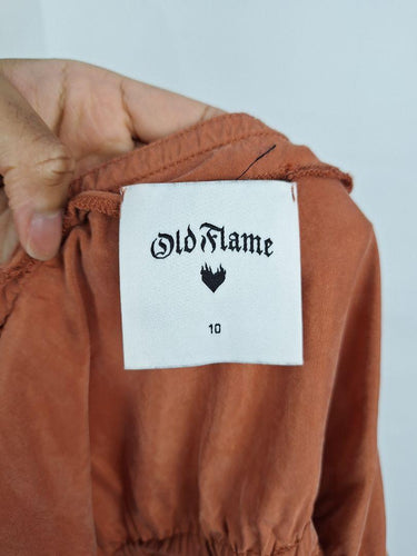 Old Flame Rust Shoulder Puff Mini Dress Size 10 by SwapUp-Online Second Hand Store-Online Thrift Store