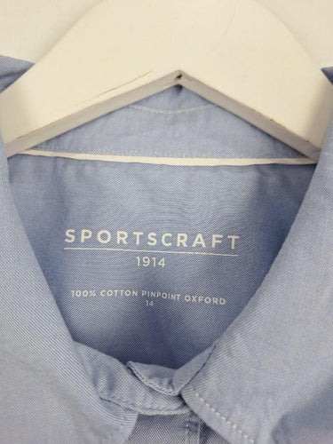 Sportscraft Sky Blue Pinpoint Oxford Shirt Size 14 by SwapUp-Online Second Hand Store-Online Thrift Store