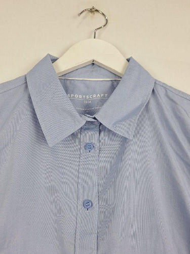 Sportscraft Sky Blue Pinpoint Oxford Shirt Size 14 by SwapUp-Online Second Hand Store-Online Thrift Store