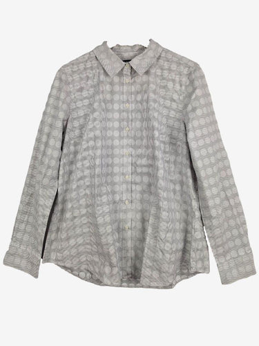 Sportscraft Polka Dot Pin Stripe White Shirt Size 14 by SwapUp-Online Second Hand Store-Online Thrift Store