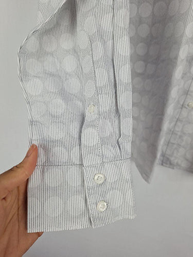 Sportscraft Polka Dot Pin Stripe White Shirt Size 14 by SwapUp-Online Second Hand Store-Online Thrift Store