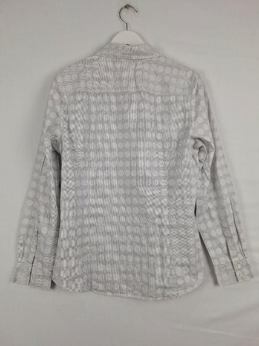 Sportscraft Polka Dot Pin Stripe White Shirt Size 14 by SwapUp-Online Second Hand Store-Online Thrift Store