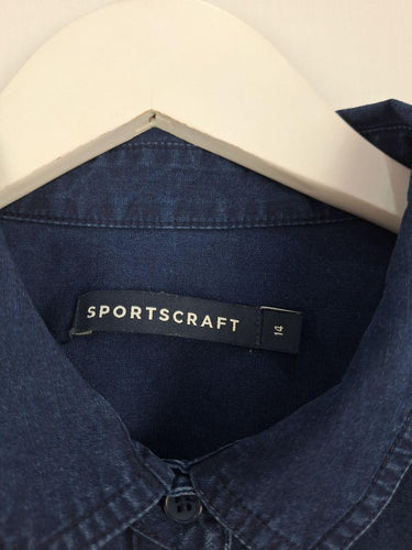 Sportscraft Deep Blue Two Textured Shirt Size 14 by SwapUp-Online Second Hand Store-Online Thrift Store