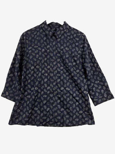 Sportscraft Navy Paisley 3/4 Sleeve Shirt Size 14 by SwapUp-Online Second Hand Store-Online Thrift Store