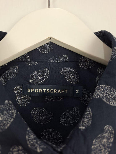 Sportscraft Navy Paisley 3/4 Sleeve Shirt Size 14 by SwapUp-Online Second Hand Store-Online Thrift Store