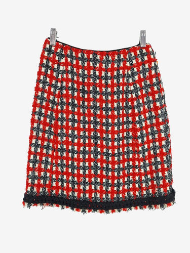 Moschino Glittery Tartan Frayed Edge Mini Skirt Size 10 by SwapUp-Online Second Hand Store-Online Thrift Store