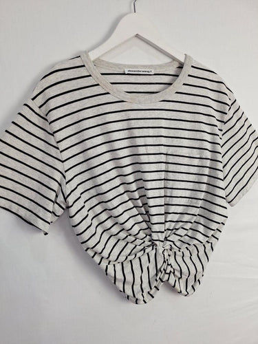 Alexander Wang Striped Knot Crop T-shirt Size M by SwapUp-Online Second Hand Store-Online Thrift Store
