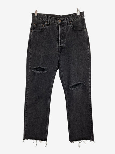 Bassike Black Rinse High Rise Straight Rip Jeans Size M by SwapUp-Online Second Hand Store-Online Thrift Store