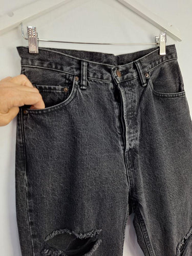 Bassike Black Rinse High Rise Straight Rip Jeans Size M by SwapUp-Online Second Hand Store-Online Thrift Store