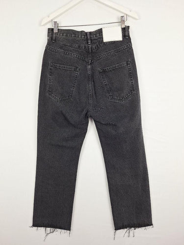 Bassike Black Rinse High Rise Straight Rip Jeans Size M by SwapUp-Online Second Hand Store-Online Thrift Store
