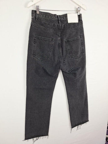 Bassike Black Rinse High Rise Straight Rip Jeans Size M by SwapUp-Online Second Hand Store-Online Thrift Store