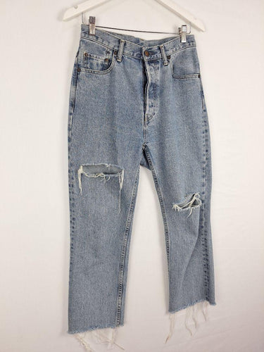 Bassike Distressed High Rise Straight Rip Jeans Size M by SwapUp-Online Second Hand Store-Online Thrift Store