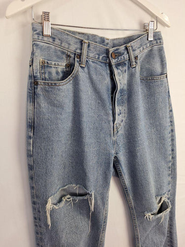 Bassike Distressed High Rise Straight Rip Jeans Size M by SwapUp-Online Second Hand Store-Online Thrift Store