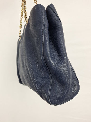 Oroton Navy Soft Pebble Leather Eyelet Gold Chain Tote Bag Size None by SwapUp-Online Second Hand Store-Online Thrift Store
