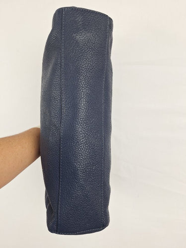 Oroton Navy Soft Pebble Leather Eyelet Gold Chain Tote Bag Size None by SwapUp-Online Second Hand Store-Online Thrift Store