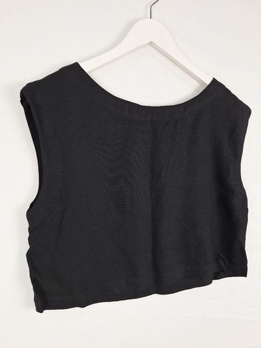 Oxford Boxy Cropped Linen Blend Top Size 8 by SwapUp-Online Second Hand Store-Online Thrift Store