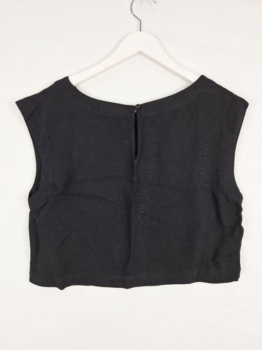 Oxford Boxy Cropped Linen Blend Top Size 8 by SwapUp-Online Second Hand Store-Online Thrift Store