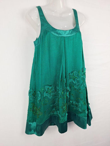 7 Deadly Sins Emerald Embellished Silk Party Mini Dress Size 8 by SwapUp-Online Second Hand Store-Online Thrift Store