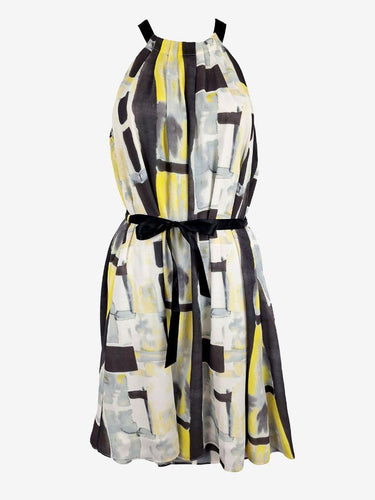 Stella Watercolour Pleated Halter Neck Midi Dress Size 8 by SwapUp-Online Second Hand Store-Online Thrift Store