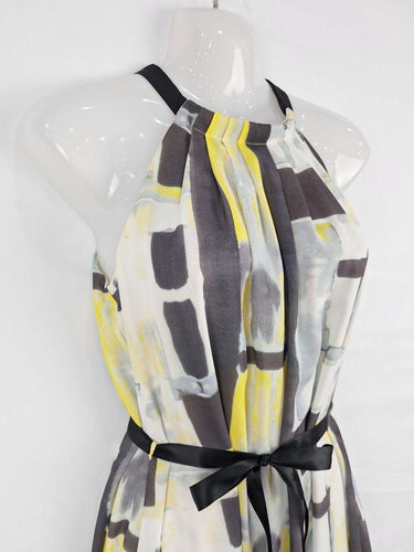 Stella Watercolour Pleated Halter Neck Midi Dress Size 8 by SwapUp-Online Second Hand Store-Online Thrift Store