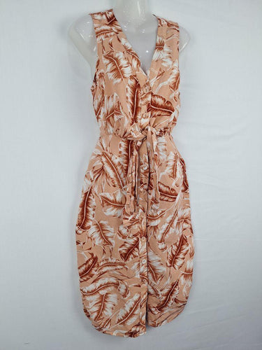 Witchery Tropical Blush Tie Front MIdi Dress Size 10 by SwapUp-Online Second Hand Store-Online Thrift Store