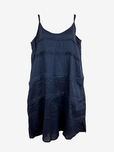 Eb&Ive Navy Folded Linen Casual Midi Dress Size XS by SwapUp-Online Second Hand Store-Online Thrift Store