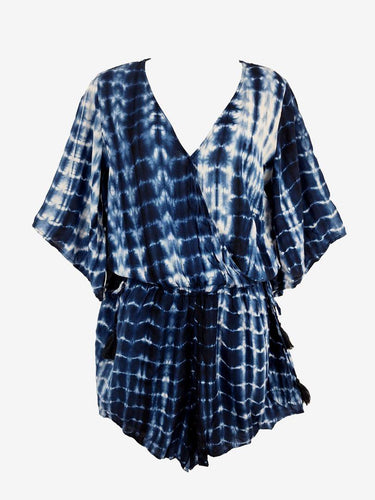 Decjuba Navy Tie Dye Cross Bodice Playsuit Size 10 by SwapUp-Online Second Hand Store-Online Thrift Store