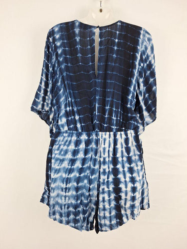 Decjuba Navy Tie Dye Cross Bodice Playsuit Size 10 by SwapUp-Online Second Hand Store-Online Thrift Store