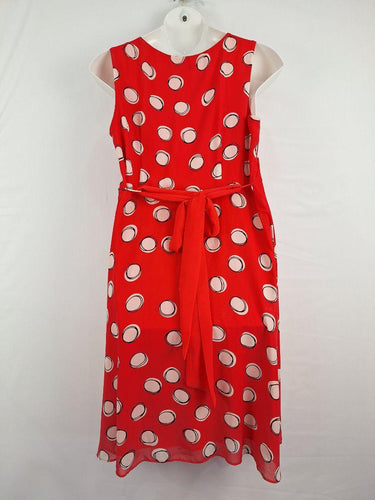 The Collection Spotted Watermelon Chiffon Belted Office Midi Dress Size 18 by SwapUp-Online Second Hand Store-Online Thrift Store