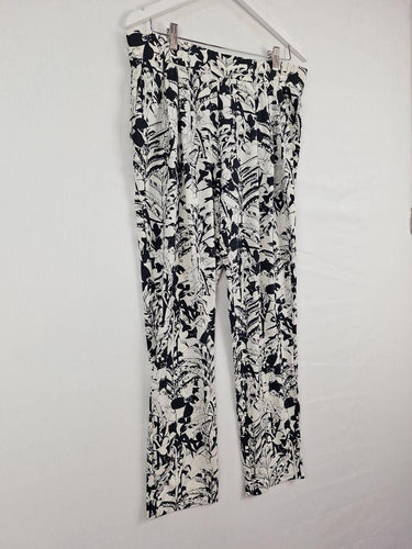 Blue Illusion Floral Pleated Stretch Casual Pants Size L by SwapUp-Online Second Hand Store-Online Thrift Store