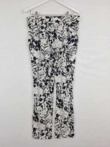Blue Illusion Floral Pleated Stretch Casual Pants Size L by SwapUp-Online Second Hand Store-Online Thrift Store