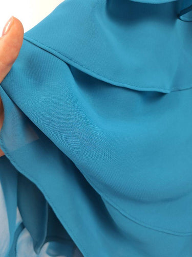 S.L. Fashions Aqua Sequin Trimmed Soft Layered Midi Dress Size 16 by SwapUp-Online Second Hand Store-Online Thrift Store