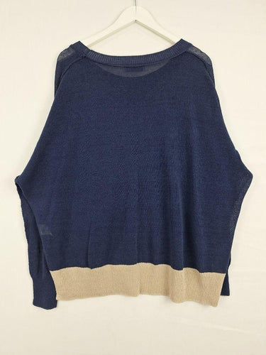 ld+co Contrast Cotton Blend Semi Sheer Jumper Size M by SwapUp-Online Second Hand Store-Online Thrift Store