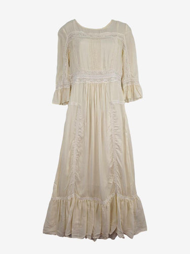 Morrison Cream Victorian Lace Trimmed Silk Maxi Dress Size S by SwapUp-Online Second Hand Store-Online Thrift Store