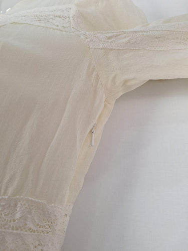 Morrison Cream Victorian Lace Trimmed Silk Maxi Dress Size S by SwapUp-Online Second Hand Store-Online Thrift Store