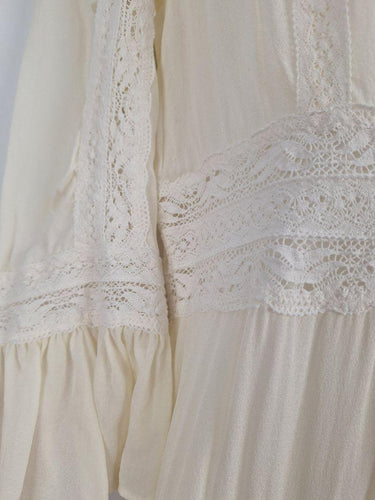 Morrison Cream Victorian Lace Trimmed Silk Maxi Dress Size S by SwapUp-Online Second Hand Store-Online Thrift Store