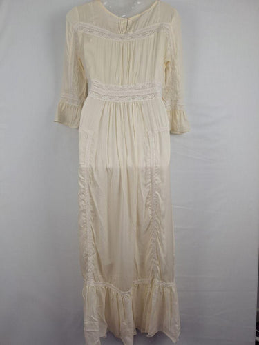 Morrison Cream Victorian Lace Trimmed Silk Maxi Dress Size S by SwapUp-Online Second Hand Store-Online Thrift Store